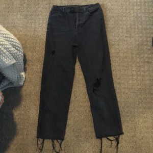 Distressed, black jeans